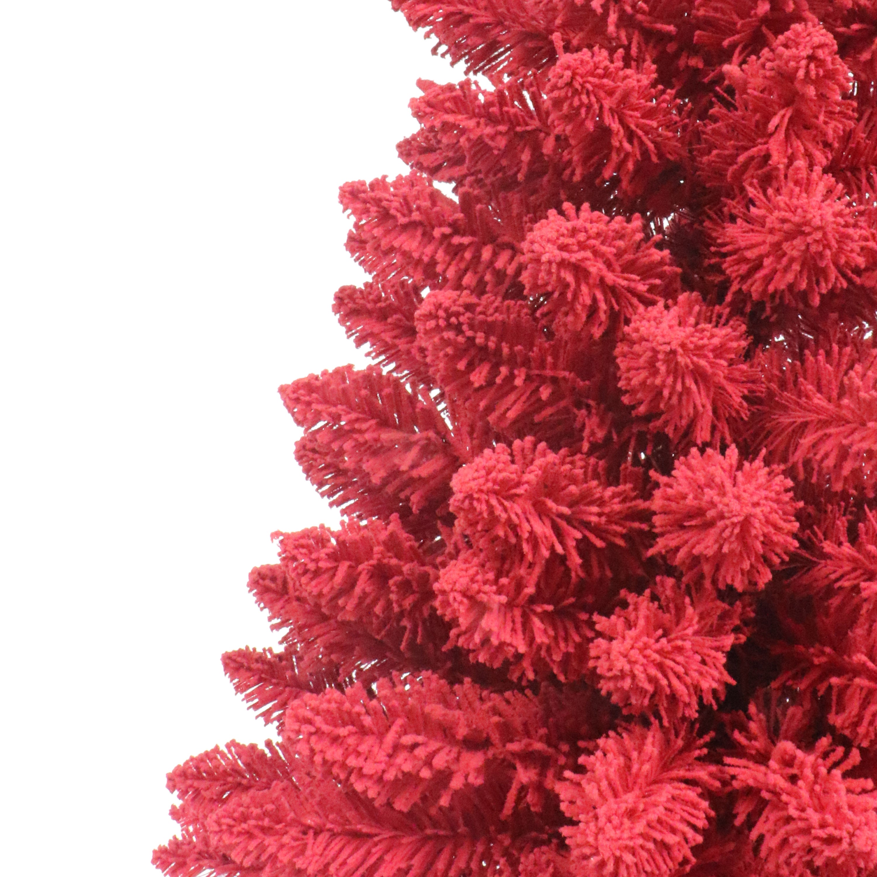 3' Pre-Lit Flocked Fashion Red Tree